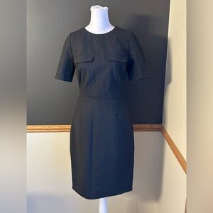 J. Crew Women’s Charcoal Gray Lined Sheath Dress Short Sleeve Back Zip Size 2